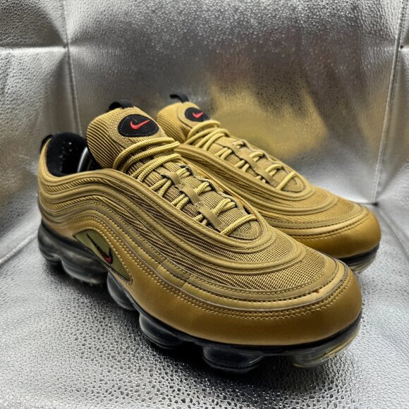 Size 12 Nike Air VaporMax 97 Metallic Gold Mens Athletic Sneakers AJ7291-700 - Picture 1 of 10